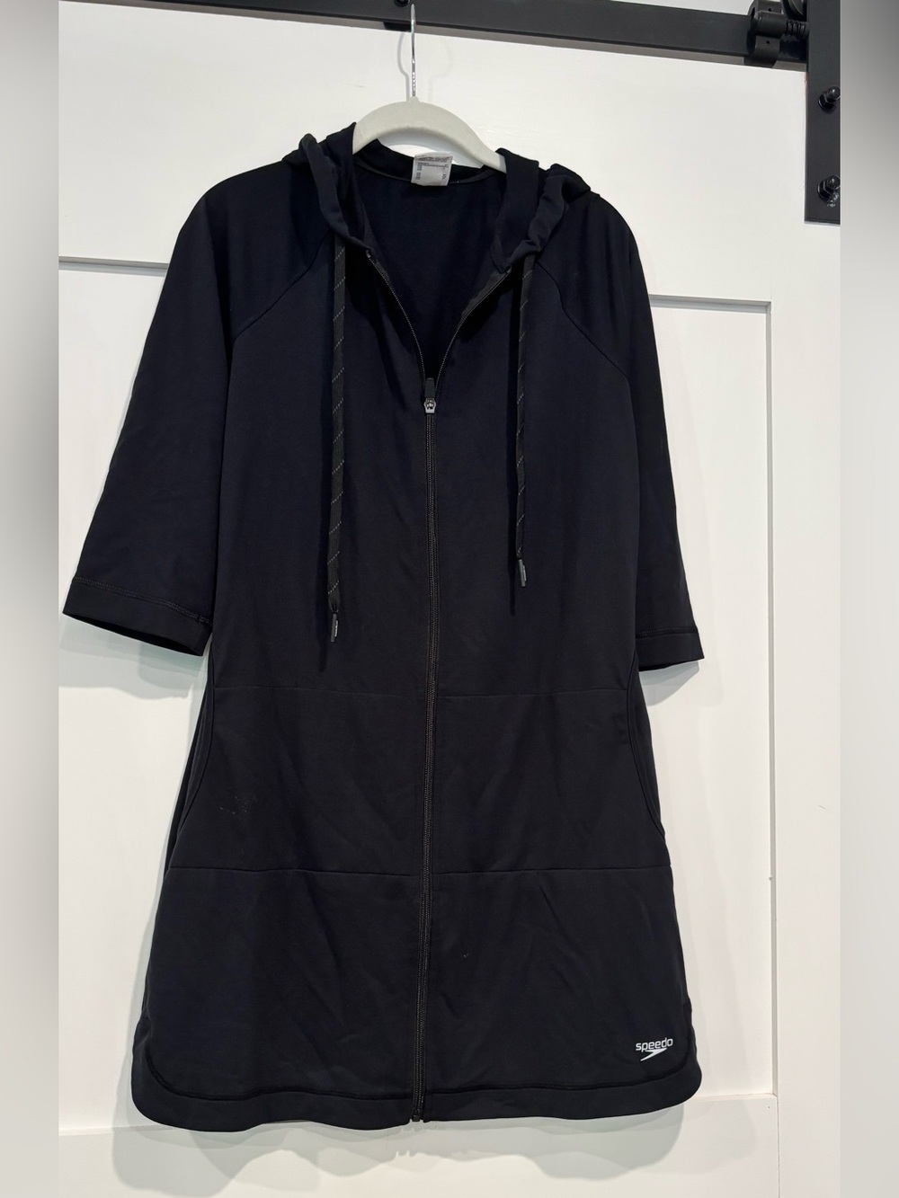 Speedo Black Hooded Zip Front Swim Cover-Up